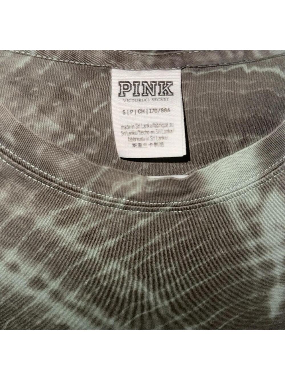 PINK Victoria's Secret Tie Dye LS Green Shirt Top Womens S Hippie Boho - Picture 3 of 3